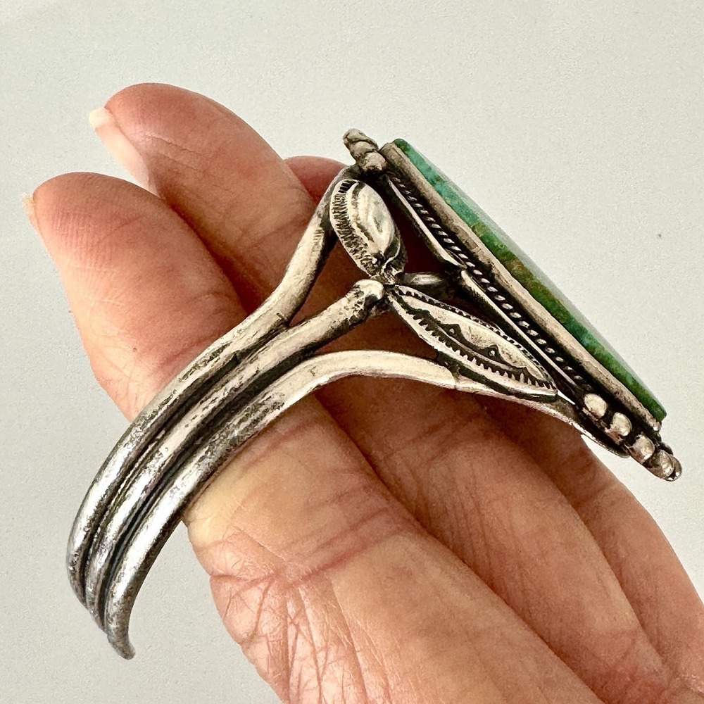 VTG Navajo Cuff Bracelet Turquoise Harvey Era 1960s Marquis Sterling Native Amer - Picture 6 of 14